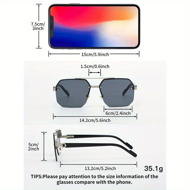 Men's Vintage-Style Fashion Fashion Sunglasses - Zinc Alloy Frame, PC Lenses, Ideal For Hiking, Casual Wear & Outdoor Adventures