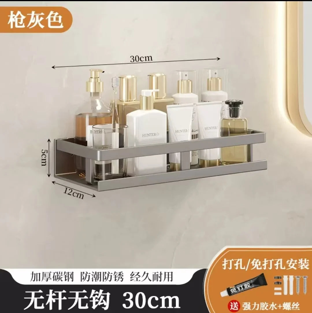 Bathroom storage rack, non perforated wall storage rack, comes with strong adhesive and screws