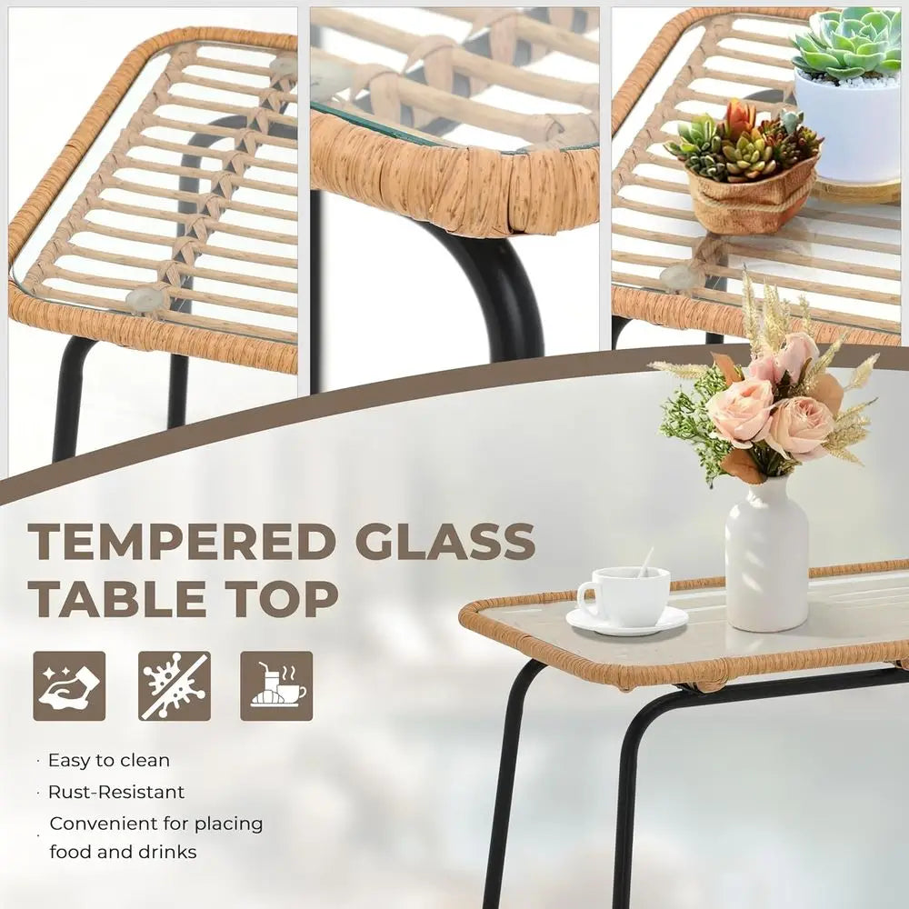 Weather-Resistant 4-Piece Rattan Patio Set with Cushions and Coffee Table for Outdoor Conversations