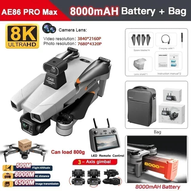 AE86 PRO MAX GPS Drone 5G FPV WiFi 3-Axis Gimbal Professional 4K HD ESC Camera Flight 28 Minute Brushless RC Quadcopter Toy