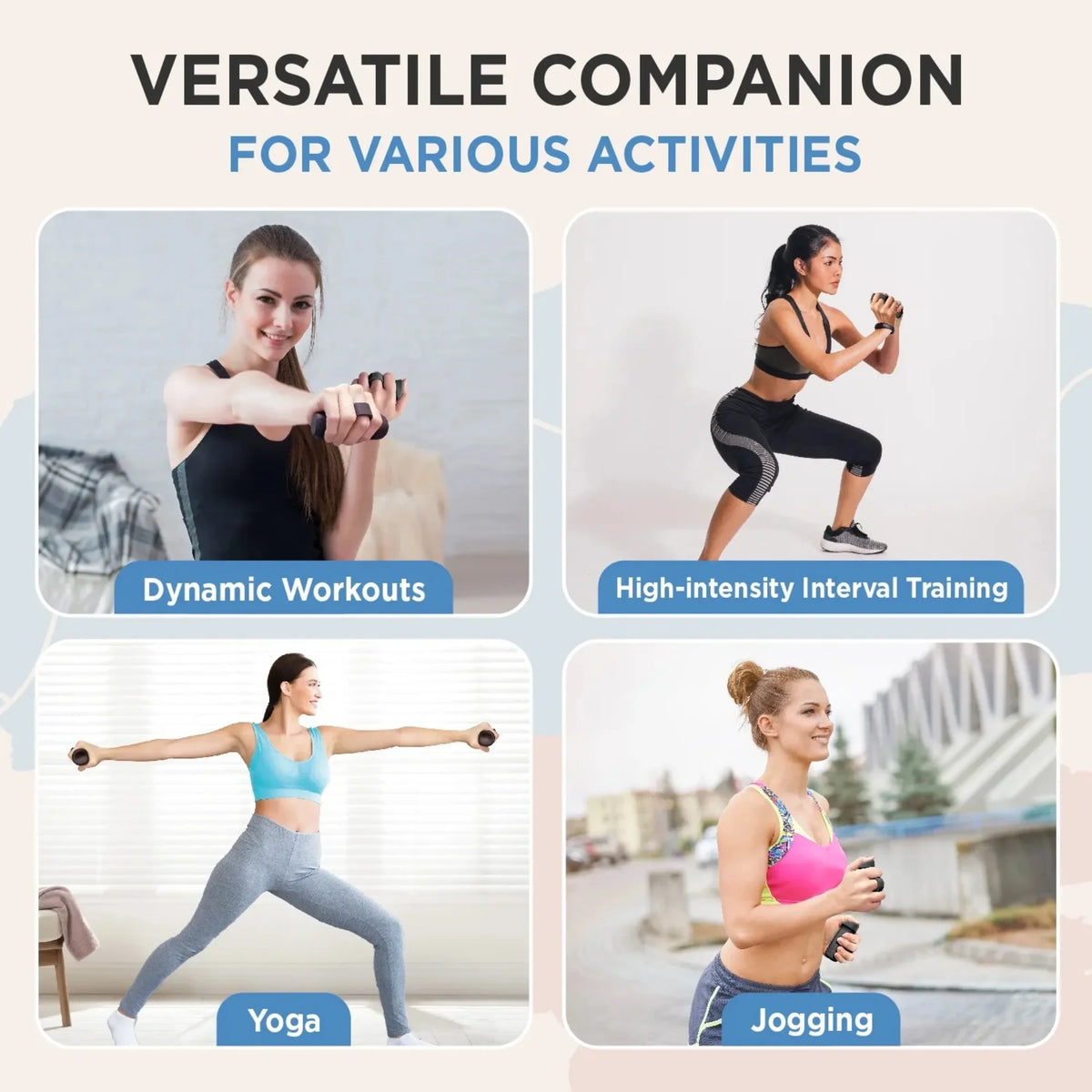 Black dumbbell set includes 1lb and 0.5lb weights, ideal for warm-ups, physical therapy and gentle exercises