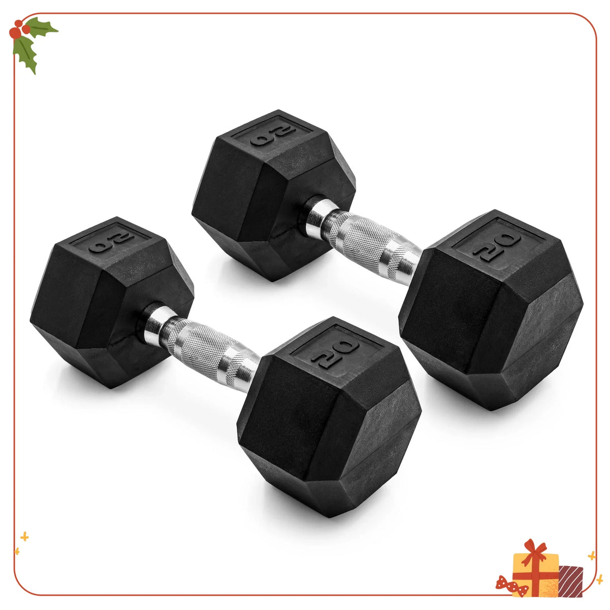 20lb Rubber Hex Dumbbell Pair, Non-Slip & Anti-Roll Design. Ideal for Home Gym, Full-Body Strength Training.