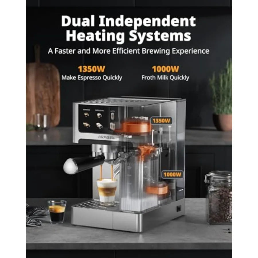 20 Bar Espresso Machine with Automatic Milk Frother for Home Use: Cappuccino Latte Coffee Maker with Quick Brew Dual Boiler 135