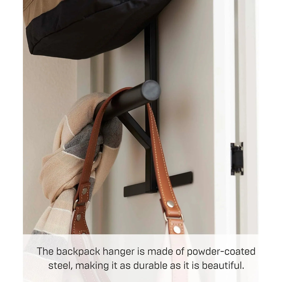 Home Tower Backpack Over The Door Hanger for Closet Or Bedroom, Two-Tiered Bookbag Metal Storage Rack