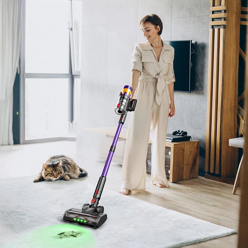 Cordless Handheld Vacuum Cleaner V18 Purple,45KPA,Touch Screen,Smart Dust Sensor, for Home Bed Carpet Clean 1.2L
