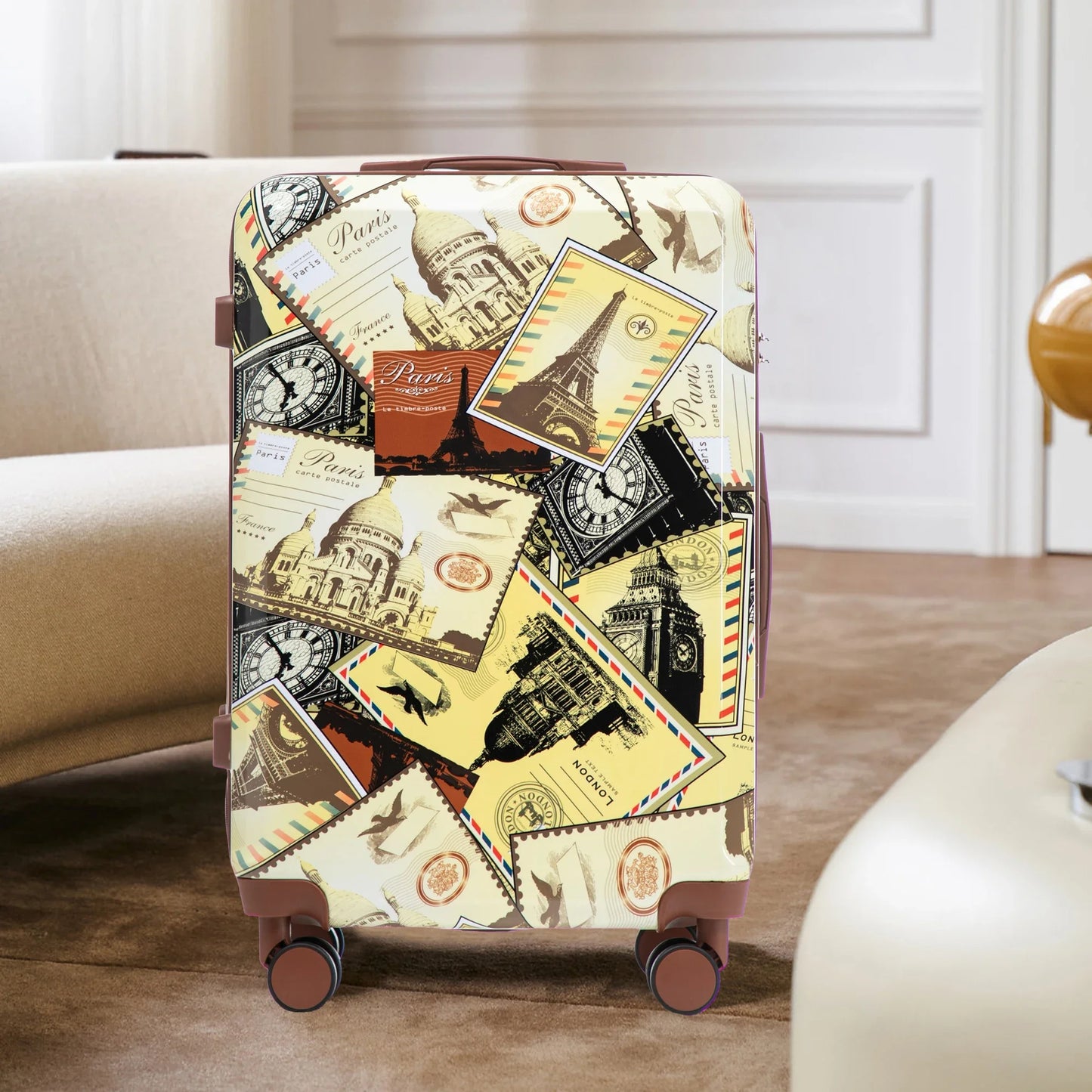 20"/24"/28" 3 pcs/set in PC Spinner Wheel Luggage, Carry on Suitcase, With Printed pattern and Combination Lock