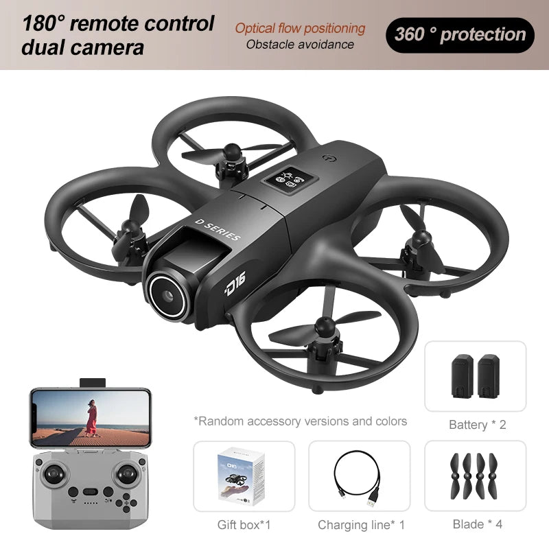 Drone with Optical Flow 180° Electric Adjustment Dual Camera Aerial Photography Quadcopter - Obstacle Avoidance Remote Control