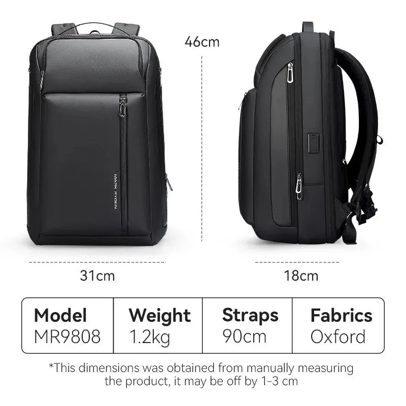 Mark Ryden Travel Backpack Men's Shoulder Laptop Bag Multifunctional Large Capacity Business Backpack with USB Charging Port