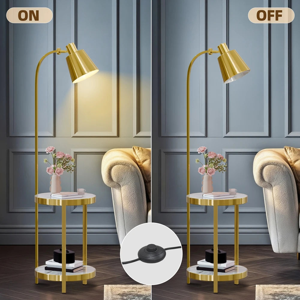 Vrygle，Contemporary Modern Creative Floor Lamp with a Rock slab Table,Suitable for Living Room,Den,Office,Bedroom - Gold Finish