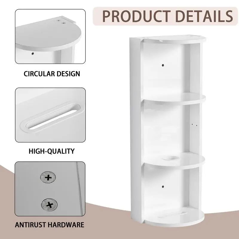 12 Inch Wall-Mounted Bathroom Storage Rack, Floating Design, Easy Assembly