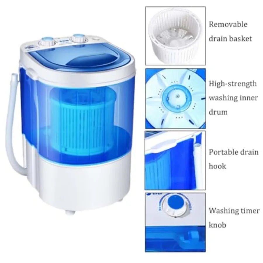 Semi-Automatic Portable Mini Washing Machine for Home Use with 2kg/4.4lb Washing Capacity Compact Design Saves Space Ideal for