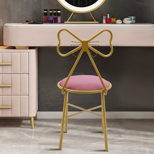 Deep Pink Butterfly Backrest Chair, Butterfly-Shaped Vanity Chair, Metal Backrest Chair, for Dresser, Living Room, Bedroom