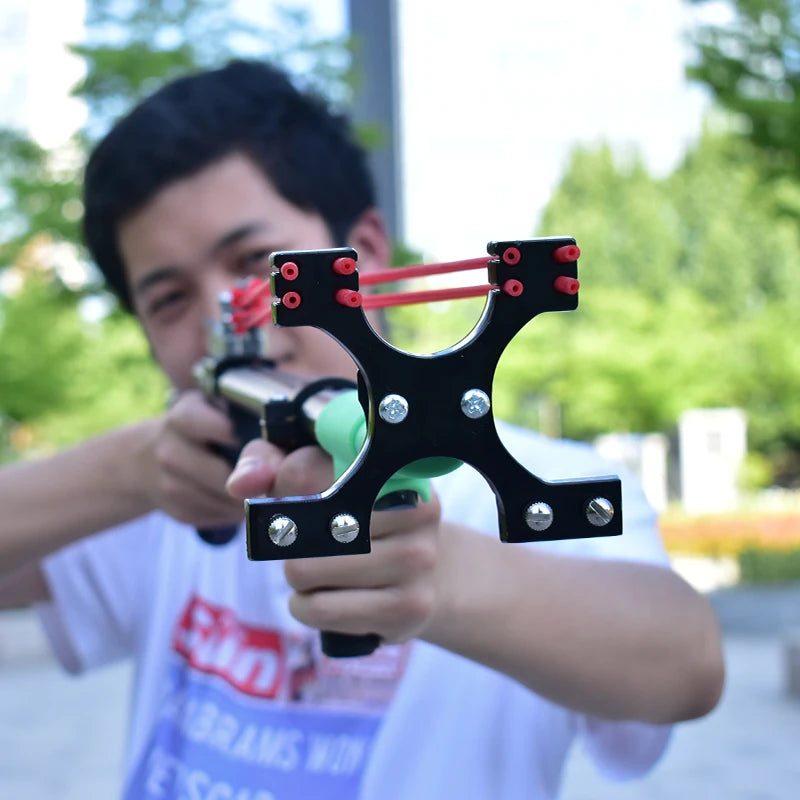 US Shipping | Outdoor Hunting Telescopic Slingshot – Large Size with Laser Sight, Adult Shooting Slingshot Kit, Metal Material