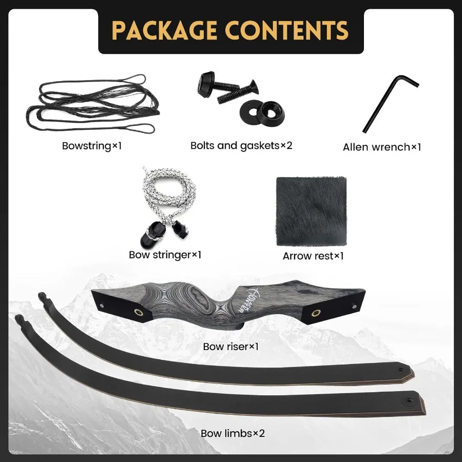 Obert Original Black Hunter Takedown Recurve Bow 60inch with Bamboo Core Limbs for Archery Hunting Target Practice Indoor Outdo