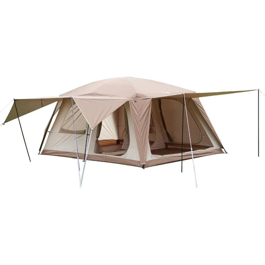 8-10 Person Camping Tent with 3 Door 2 Room Large Family Cabin Tents, Double Layer Waterproof Portable Glamping Tent, Big Tents