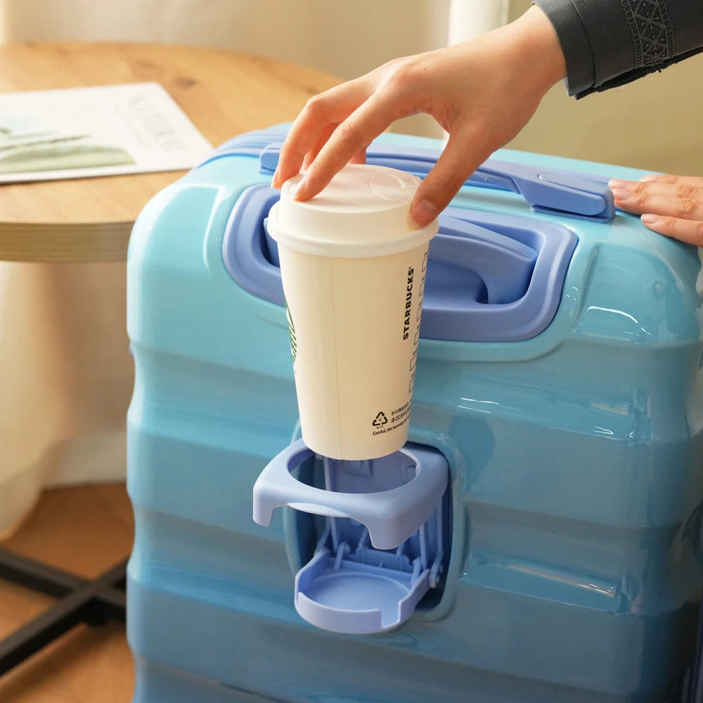 20" Carry-on Luggage with Cup Holder  Lightweight Glossy Hardshell Suitcases with Spinner Wheels, TSA Lock, Approved,2 Piece Set