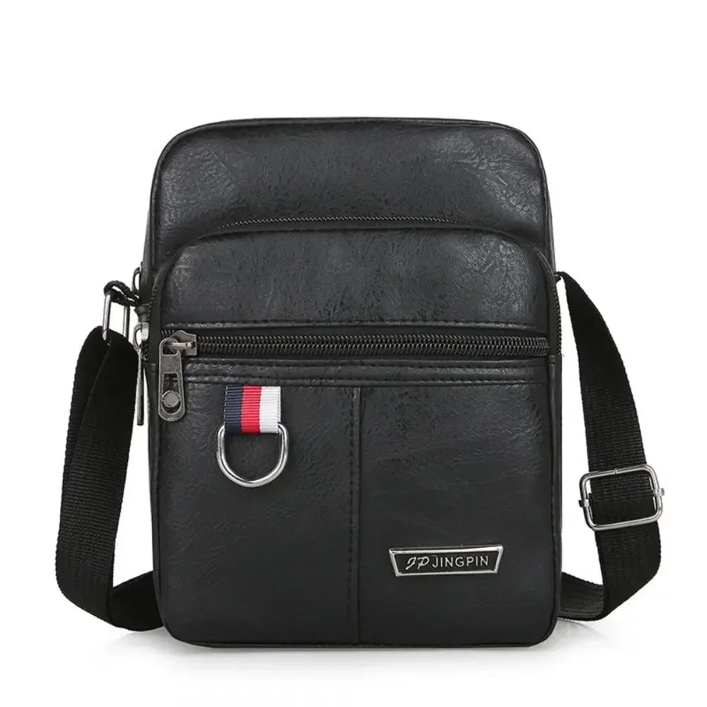 Men's High Quality PU Leather Shoulder Bag Large Capacity Chest Bag Fashion Casual Solid Color Crossbody Bag