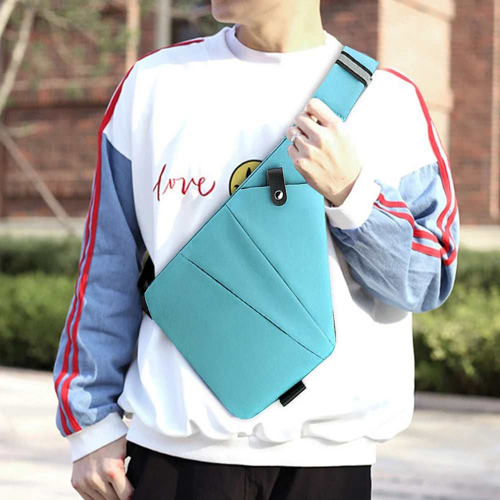 Mens Fashion Chest Bag Travel Crossbody Bag Large Capacity Simple Sling Bag Anti Theft Bag Adjustable Strap Waist Pack