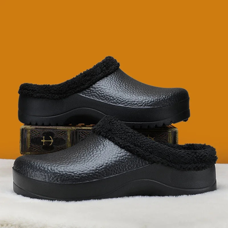 Winter Hot Item with Plush Warm Cotton Shoes Oil Proof Cotton Slippers Indoor and Outdoor Universal Men's Shoes Anti Slip Sole