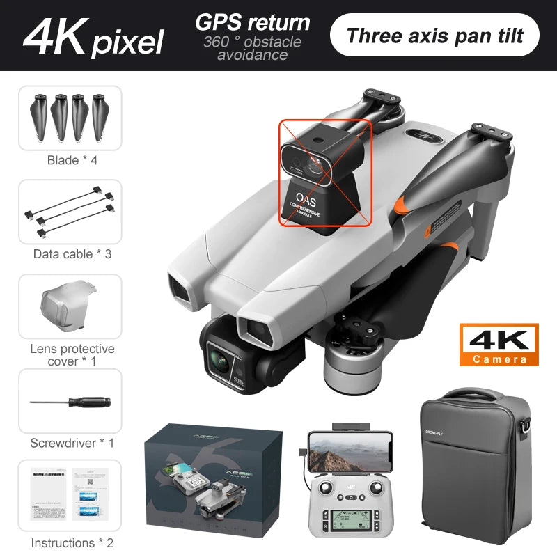 Professional AE86 Pro Max 4K Camera Mini Drone with camera drone Dual  Intelligent obstacle avoidance Brushless drone Toys