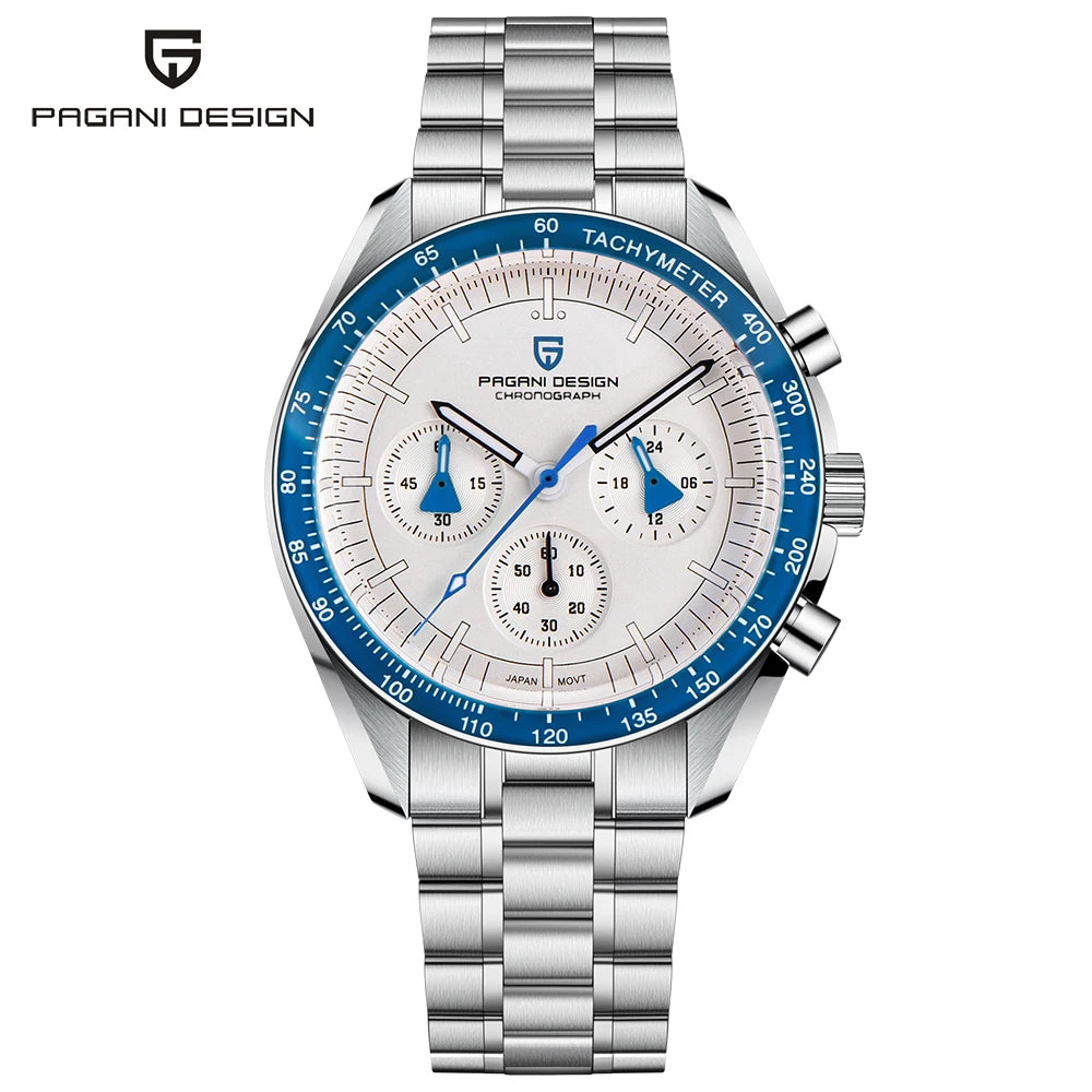 PAGANI DESIGN New Luxury Moon Quartz Watches For Men Stainless steel Luminous waterproof Sports Chronograph Man 2025 Retro Watch