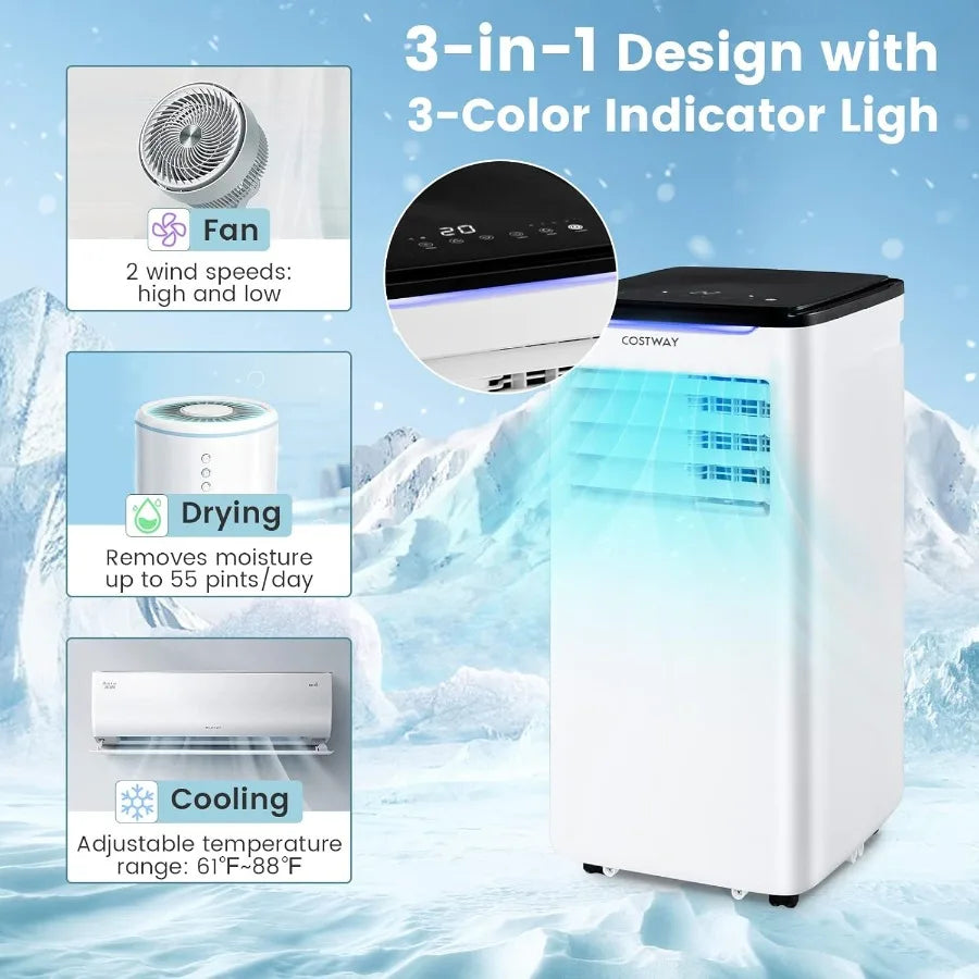 Portable Air Conditioners 10000 BTU Portable AC Unit for Room up to 400 Sq.Ft with Cool Fan Dry Sleep Mode Timer Remote Control