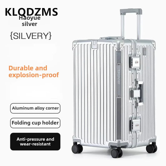KLQDZMS Luggage 26"29"32 Inch Large Capacity Aluminum Frame Cart Case Cart Style Travel Bag Universal Wheel Rolling Suitcase