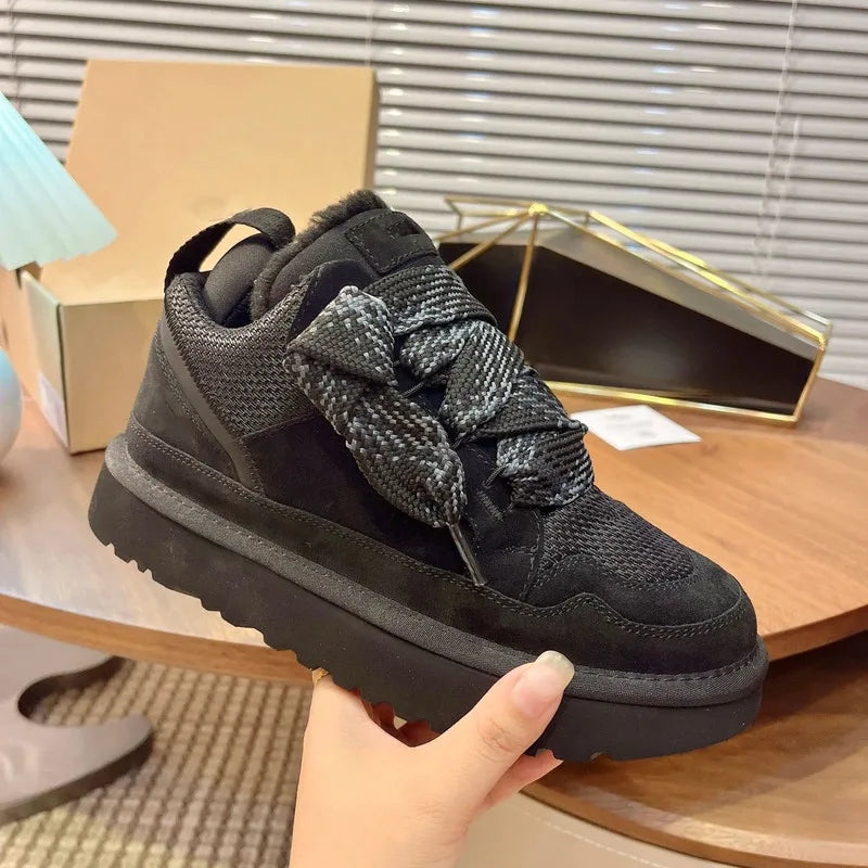 2026 Winter Women's Shoes Luxury Cotton Snow Boots Versatile Casual Shoes Unisex Thickened Plush Warm Non-Slip Ankle Boots