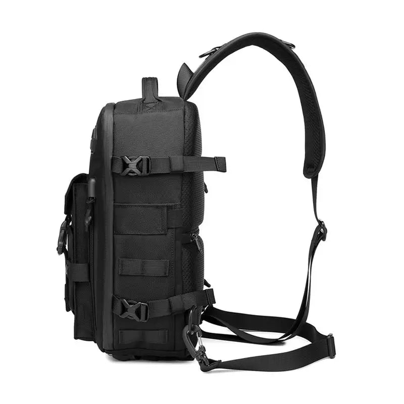 OZUKO Shoulder Bag for Men Chest Bag Waterproof Tactical Waist Messenger Bag Zipper Fashion Outdoor Sports Large-capacity Black