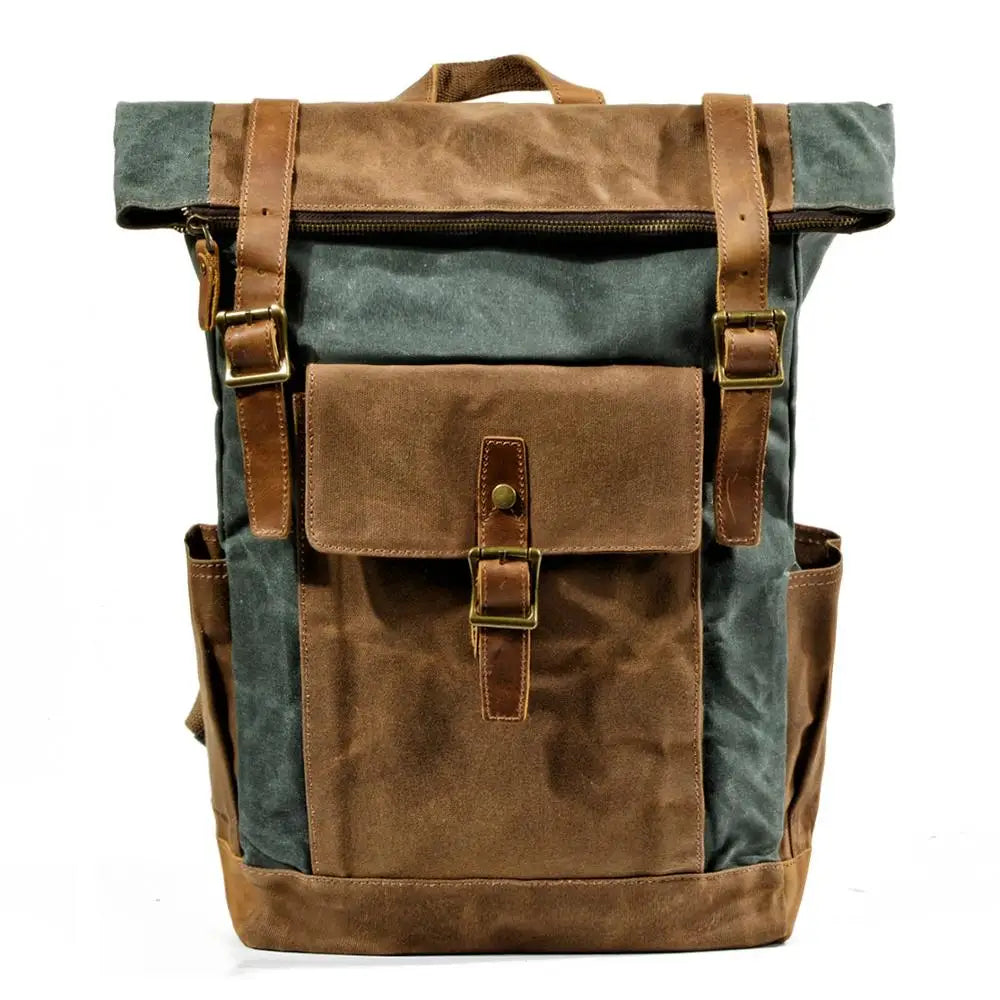 Luxury Vintage Canvas Backpacks for Men Oil Wax Canvas Leather Travel Backpack Large Waterproof Daypacks Retro Bagpack