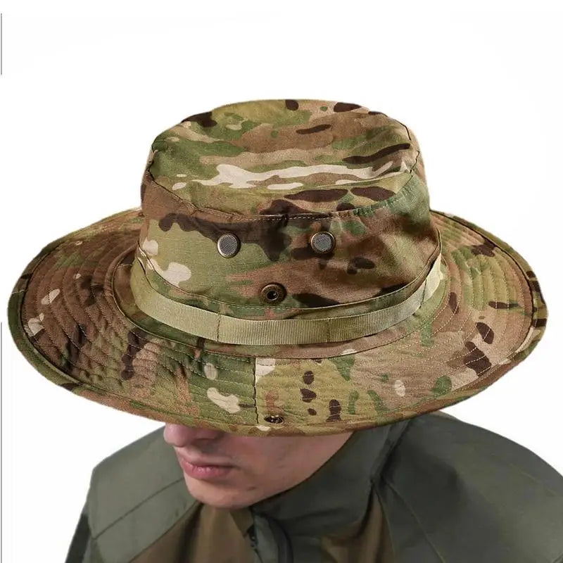 Camouflage Ta&ctical Caps Military Boonie Hat US A&rmy Caps  Men Outdoor Sports Sun Bucket Caps Fishing Hiking Hunting Hats