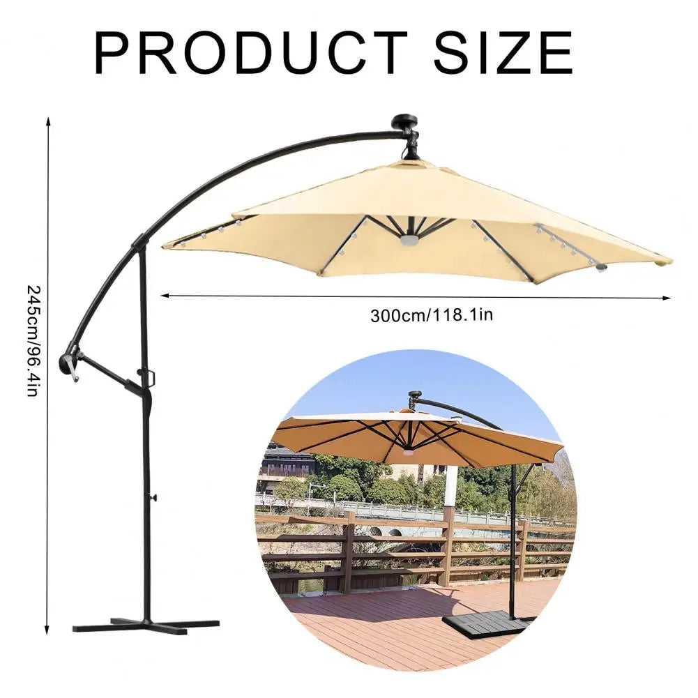 8.9x8.9ft 2-Tier Square Cantilever Patio Outdoor Umbrella with Solar LED Outdoor Sun Shade Hand-cranked Umbrella for Backyard