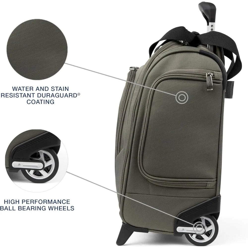 Lightweight Compact Rolling Underseat Carry-On Upright 2-Wheel Bag for Men and Women, Slate Grey, Softside Luggage