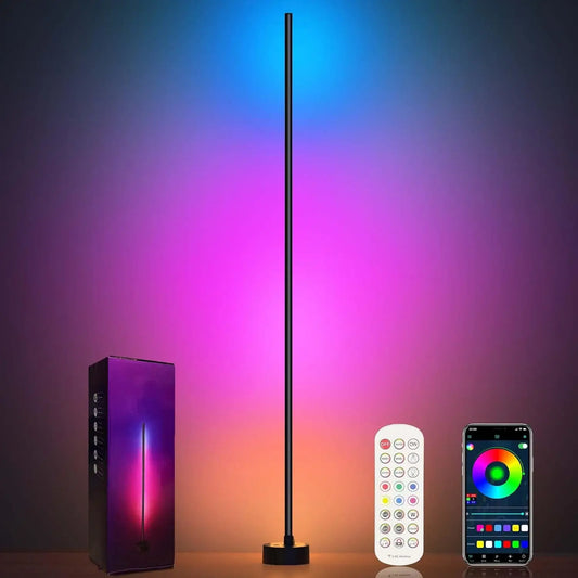Smart RGB LED Corner Floor Lamp with App & Remote, 16M Colors, Music Sync, Timer - for Living Room, Bedroom, Gaming