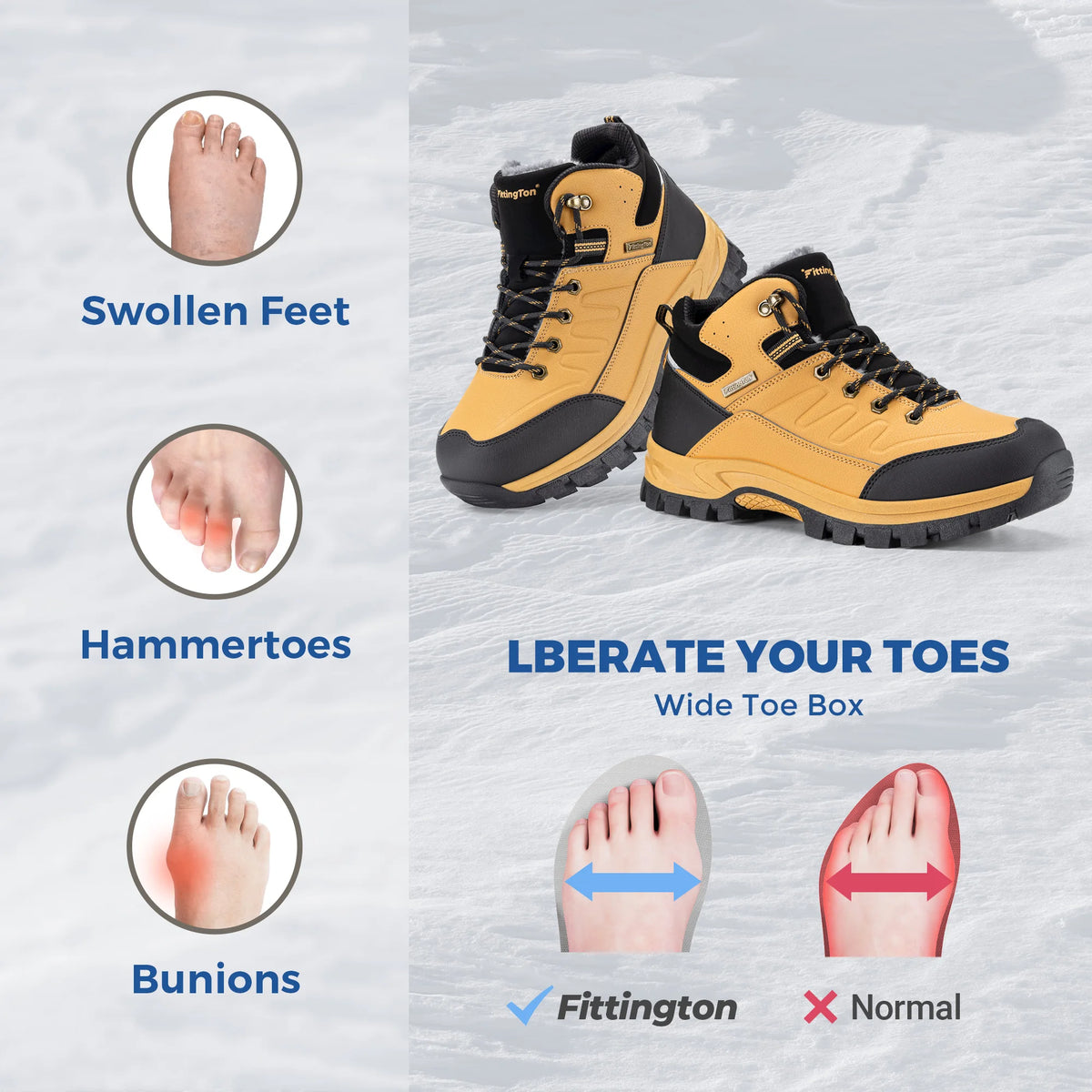 Wide Snow Boots Men'S Winter Boots -15℃ Thick Warm Anti-Slip Lightweight Comfortable Fur Lined Boots Outdoor Winter Shoes