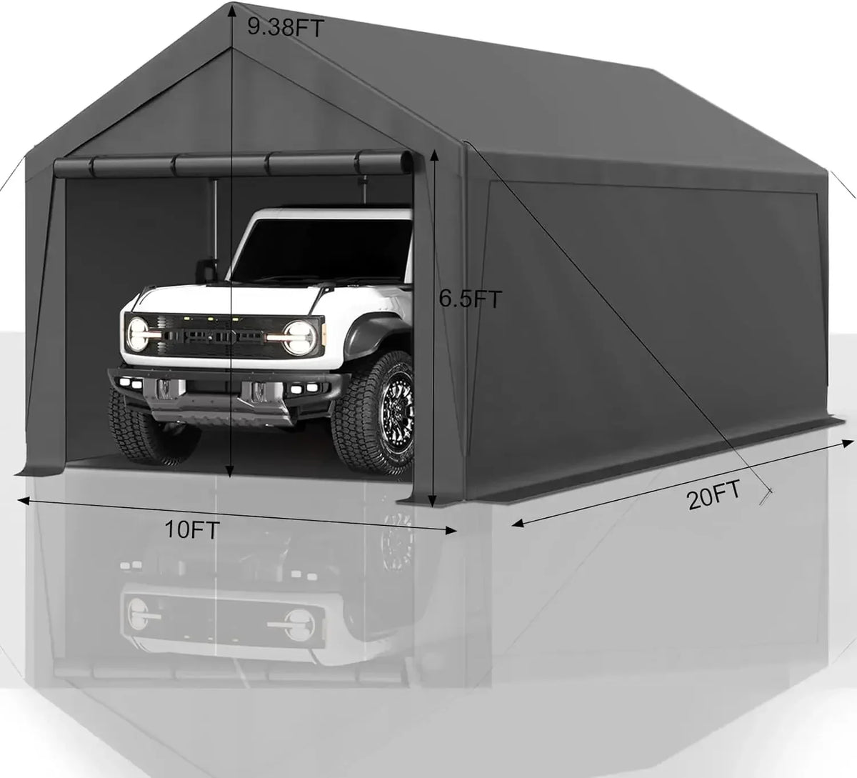 Carport 10x20 Ft Heavy Duty Canopy Steel Canopy Storage Shed,Portable Garage Party Tent, All-Season Tarp for Carport (Grey)