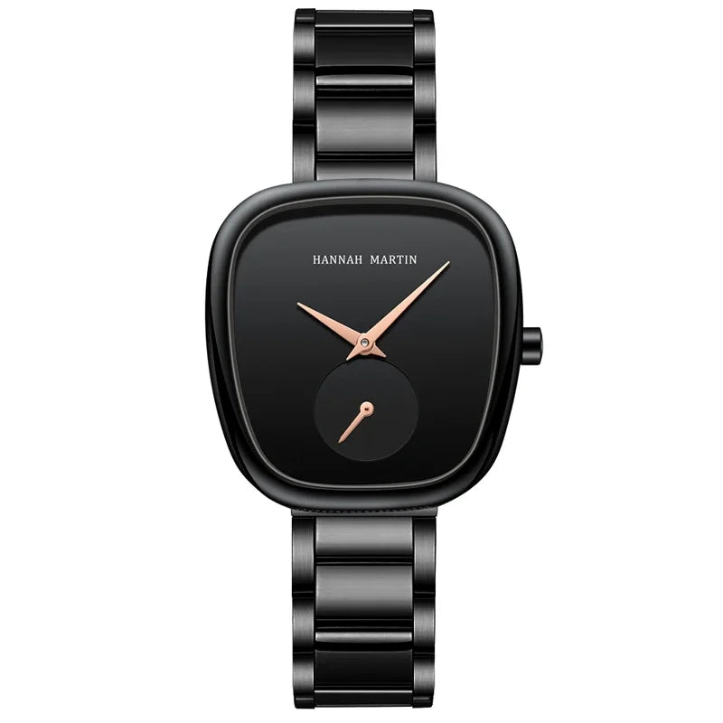 2025 New Women's Quartz Wristwatch 34mm Wine Barrel Rose Gold Black Stopwatch Fashionable Minimalist Style Oval Women's Watches