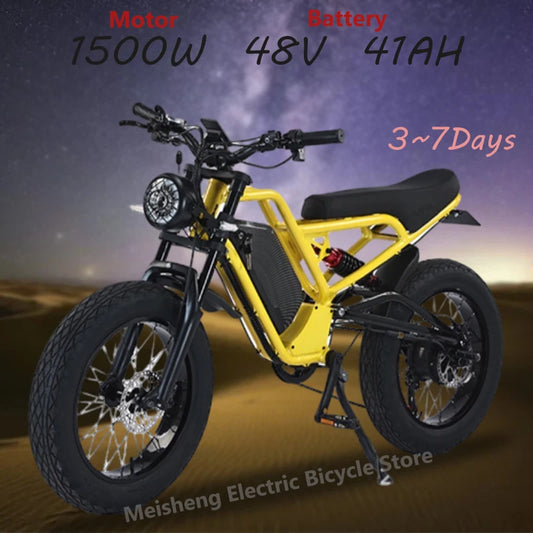 Ebike AKEZ 1500W 48V 18AH Electric Bicycle Full Suspension Removable Battery Fat Tire Hydraulic Brake Adult Electric Bicycle