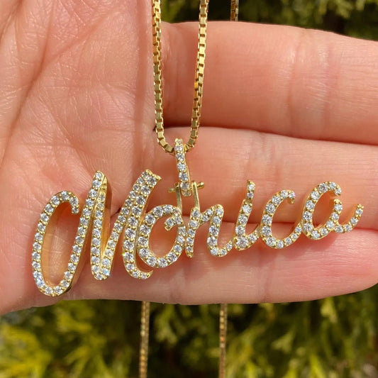 3.0mm Fabulous Custom Made 3D Name Pendant 925 Sterling Silver Luxury Jewelry Pave Zirconia Name Pendant Christmas Gift for Her