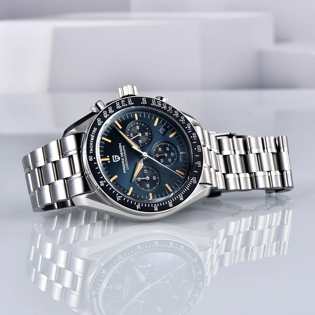 PAGANI DESIGN 2025 New Moon Watch Retro Luxury Quartz Watches For Men Stainless steel Luminous waterproof Sport Chronograph Man