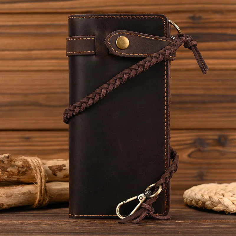 Newsbirds Genuine Leather Long Wallet Wrist Belt Strap Chain Wallet Christmas Gift Wallet gift men woman wallets Clip Purse