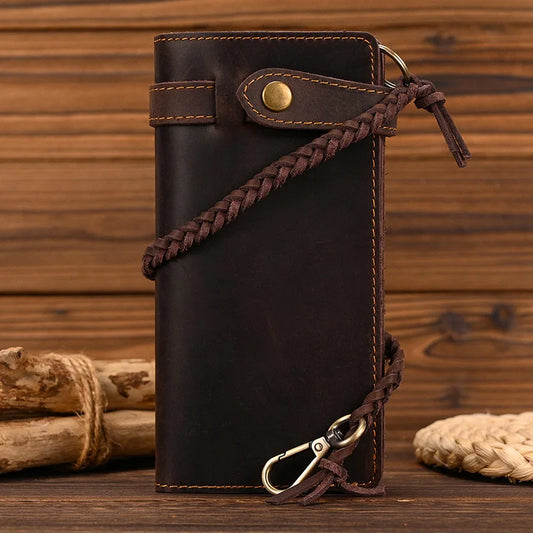Newsbirds Genuine Leather Long Wallet Wrist Belt Strap Chain Wallet Christmas Gift Wallet gift men woman wallets Clip Purse