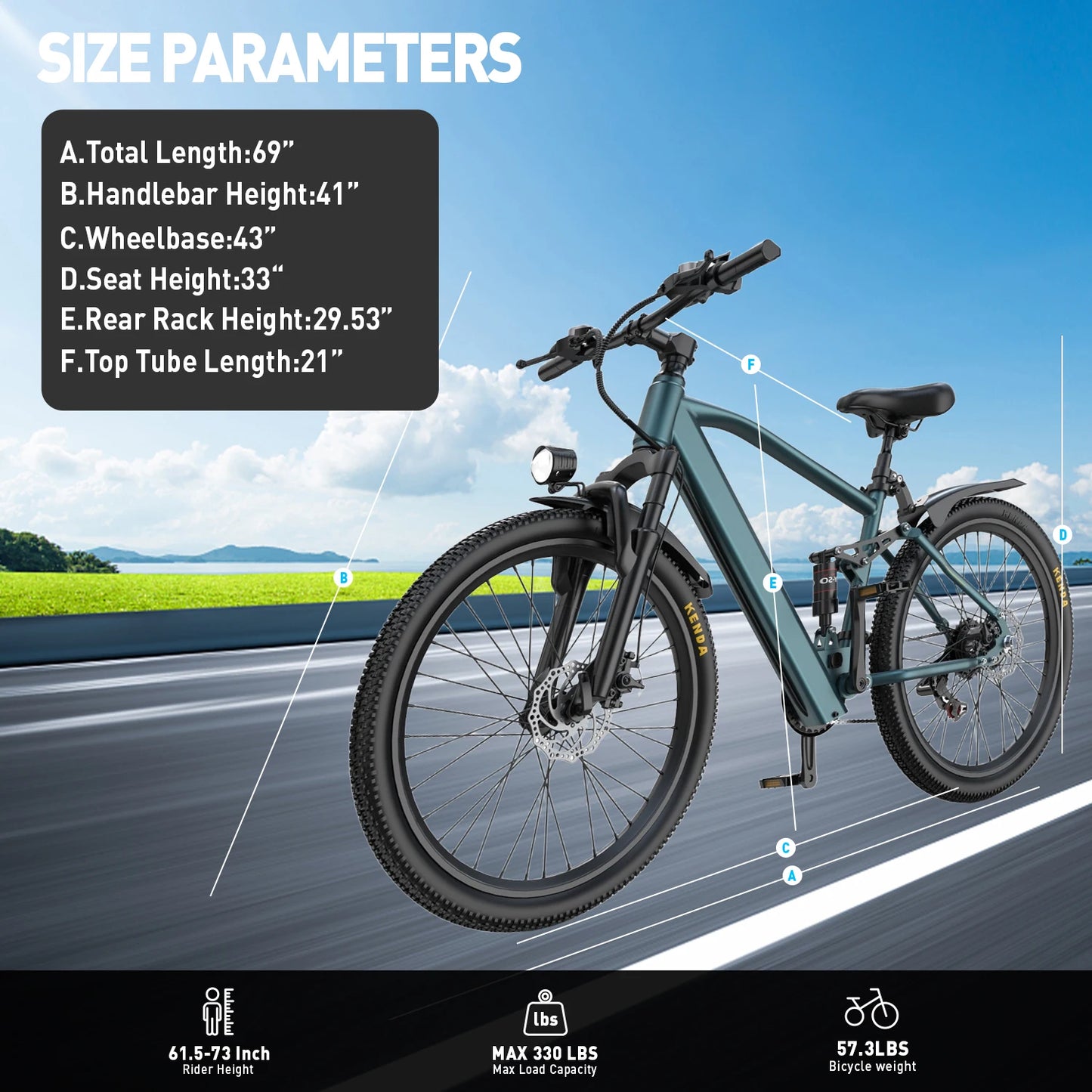 26'' 24'' Adults 500W Motor Electric Bike, Electric Bicycle 650W Peak Motor Ebike 25Mph 35Miles 10.4AH 13.5AH Mountain E Bike