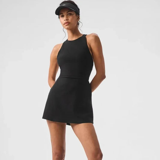 Yoga Women Clothing Dress Tennis Skirt Attached Lining Shorts Waist Cinching Slim Sports Short Skirt Beautiful Chest Cushion