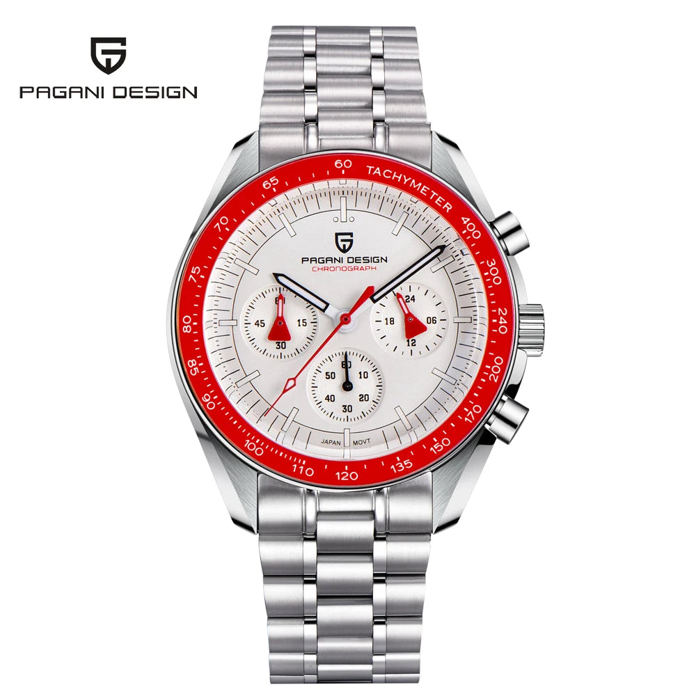 PAGANI DESIGN New Luxury Moon Quartz Watches For Men Stainless steel Luminous waterproof Sports Chronograph Man 2025 Retro Watch