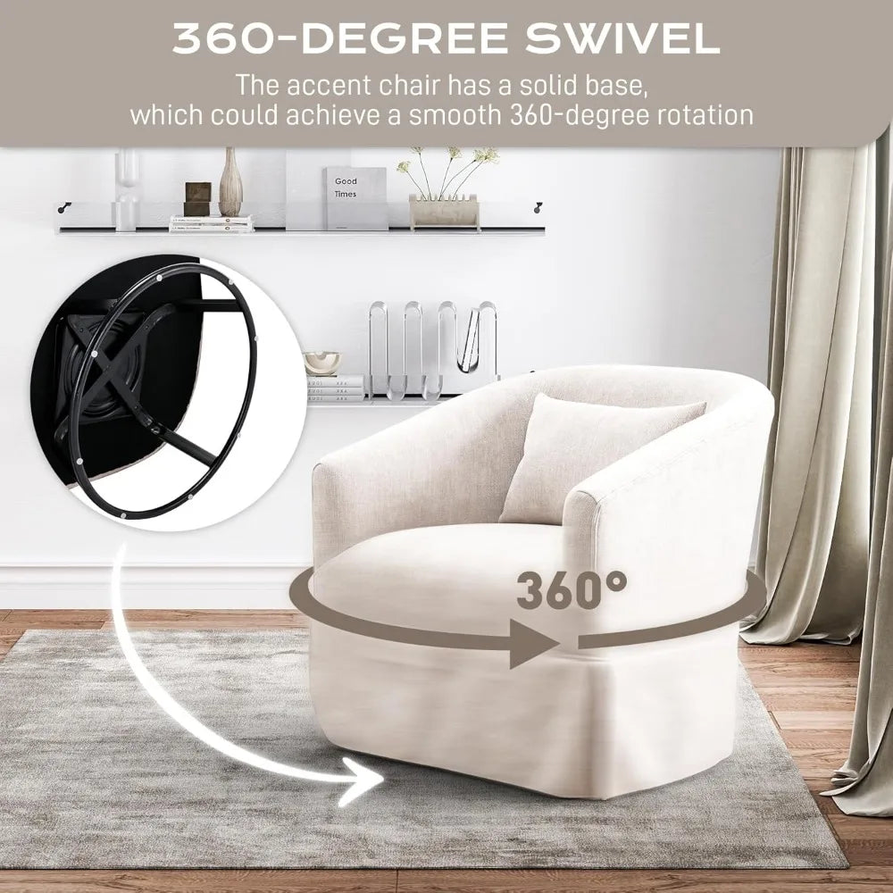 Swivel Accent Chair Set of 2, Mid Century Modern Swivel Barrel Chair for Living Room, Round Armchair Corner Chair for Bedroom, B