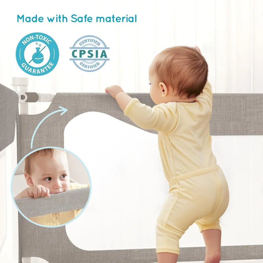 3-Sided Tall Adjustable Child Safety Bed Rail for King Size Beds