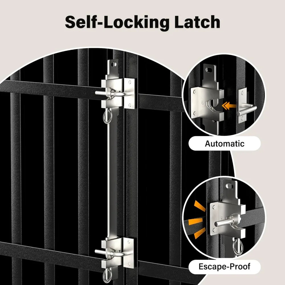 38 inch heavy duty dog crate with self-locking latch, indestructible steel large kennel with enclosed design, chew-proof and esc