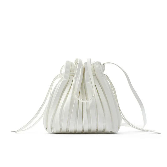 Women's Bag New Simple and Fashionable Bucket Bag Women's Single Shoulder Crossbody Small Pleated Drawstring Mouth Handbag