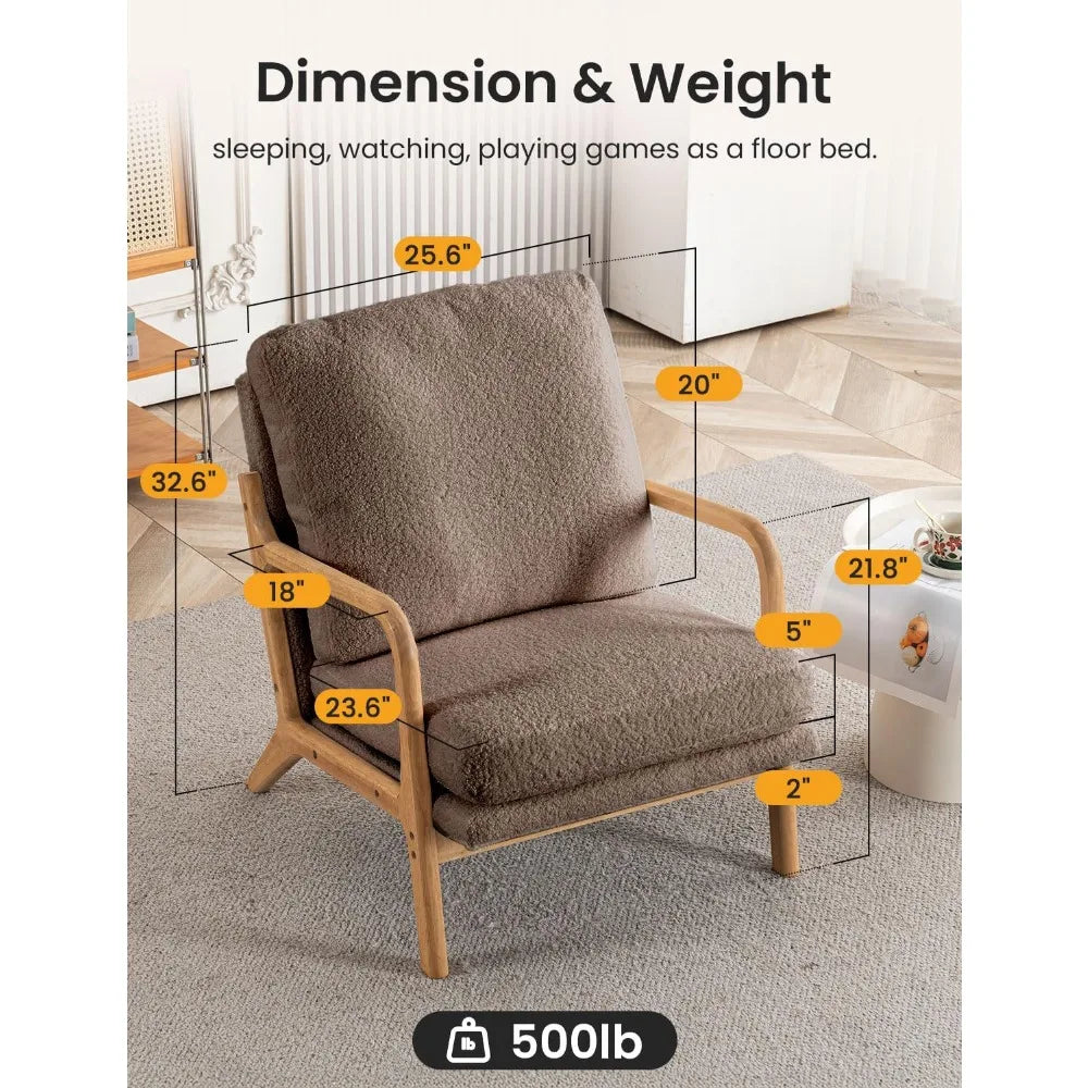 Mid Century Modern Accent Chairs for Living Room, 23” Wide Comfy Chair for Bedroom, Small Cozy Sherpa Reading Chairs for Adults,